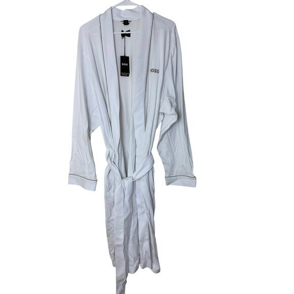 HUGO BOSS Men's Bathrobe - White, Size L - New with Tags - Picture 3 of 12